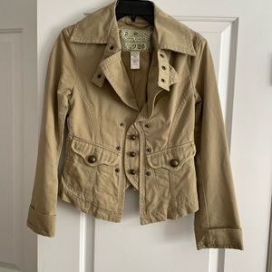 Diesel Rising Sun Women's Jacket Khaki Brass Military Style Buttons Medium